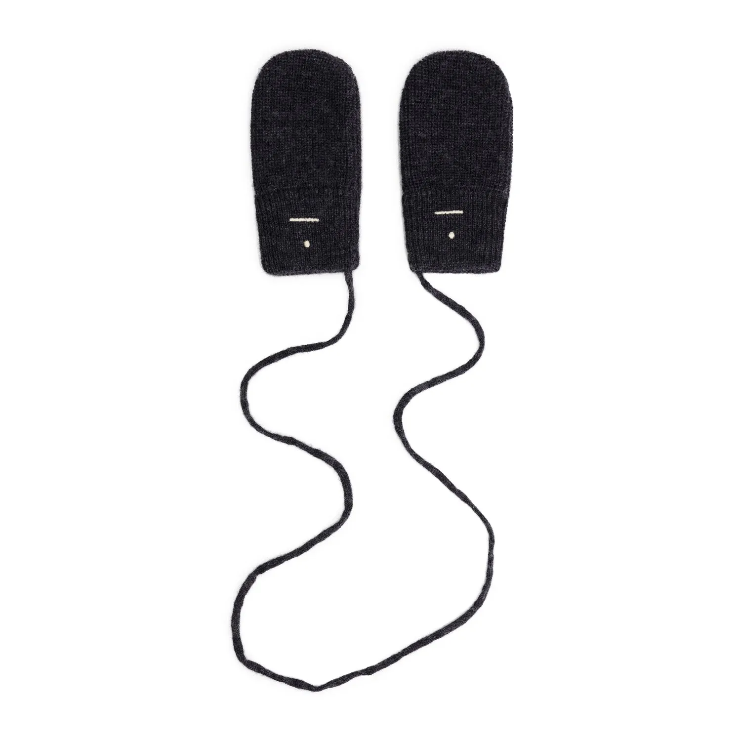 Baby Knitted Mittens, Nearly Black Melange