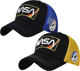 BAIMORE NASA Hat Baseball Cap Mesh Snap Back Adjustable Patchwork Outdoor Sports Cap