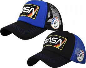 BAIMORE NASA Hat Baseball Cap Mesh Snap Back Adjustable Patchwork Outdoor Sports Cap