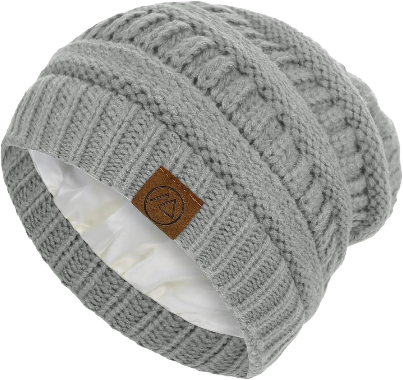Beanies Women Satin Lined Beanie Winter Hats for Women Silk Lined Slouchy Beanie for Winter Warm Knit Cuffed Beanie Hat