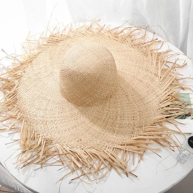 Boho Woven Straw Beach Sun Hat