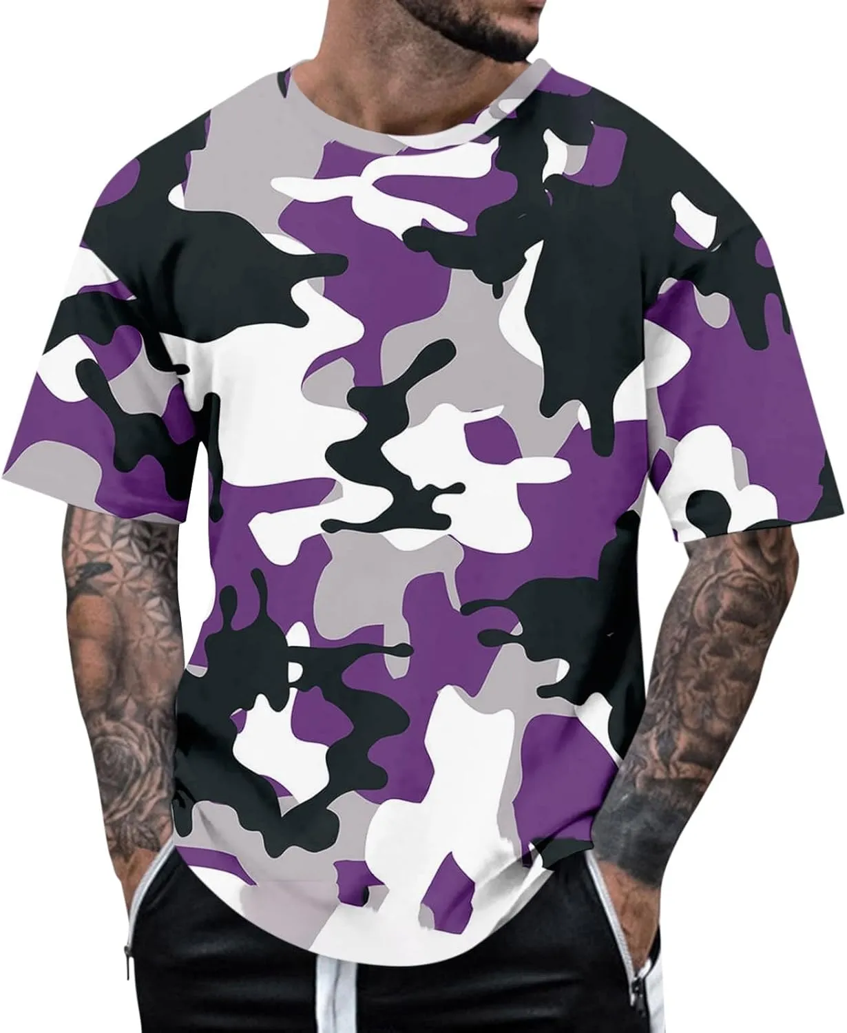 Casual Summer Camouflage Short Sleeve Shirt Plus Size Outdoor Fashion Tees Trendy Blouse T Shirt