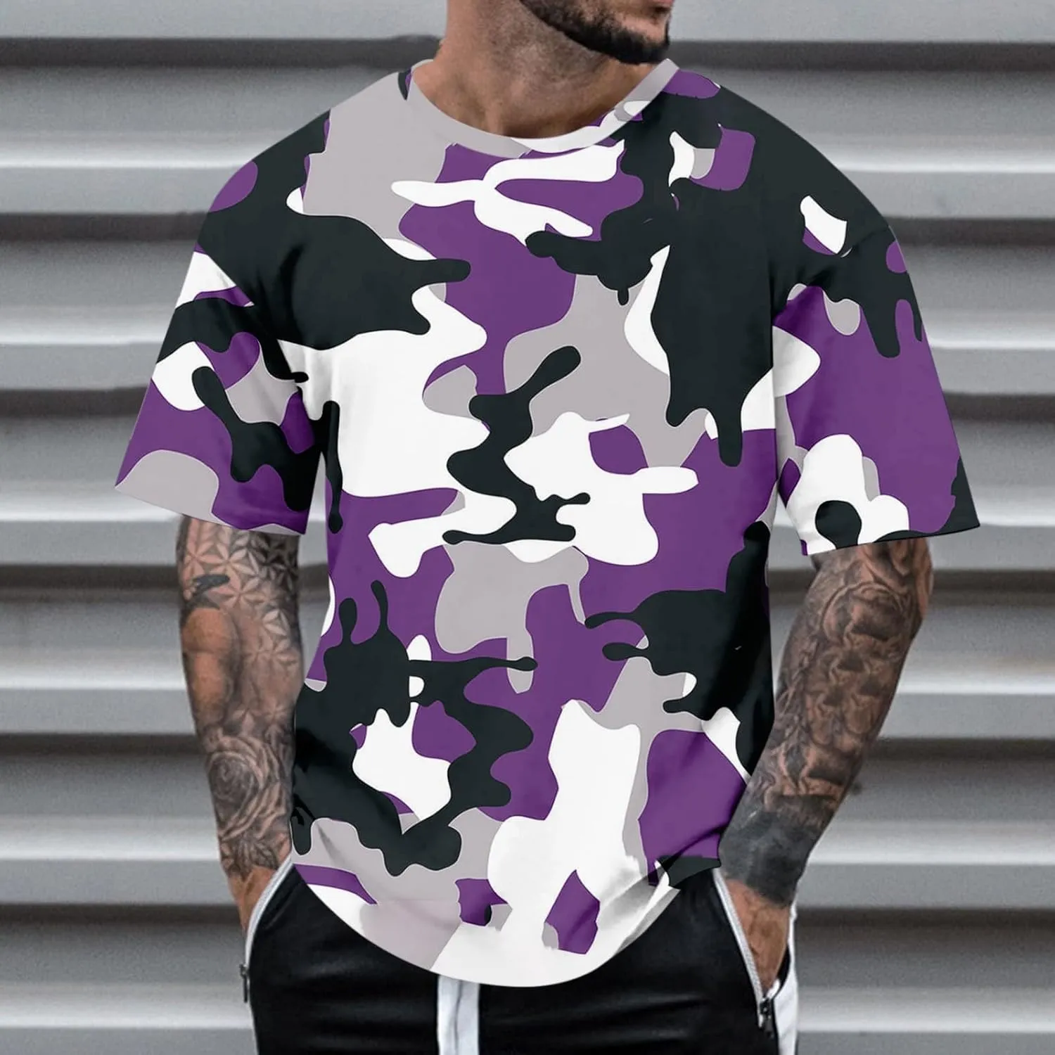 Casual Summer Camouflage Short Sleeve Shirt Plus Size Outdoor Fashion Tees Trendy Blouse T Shirt