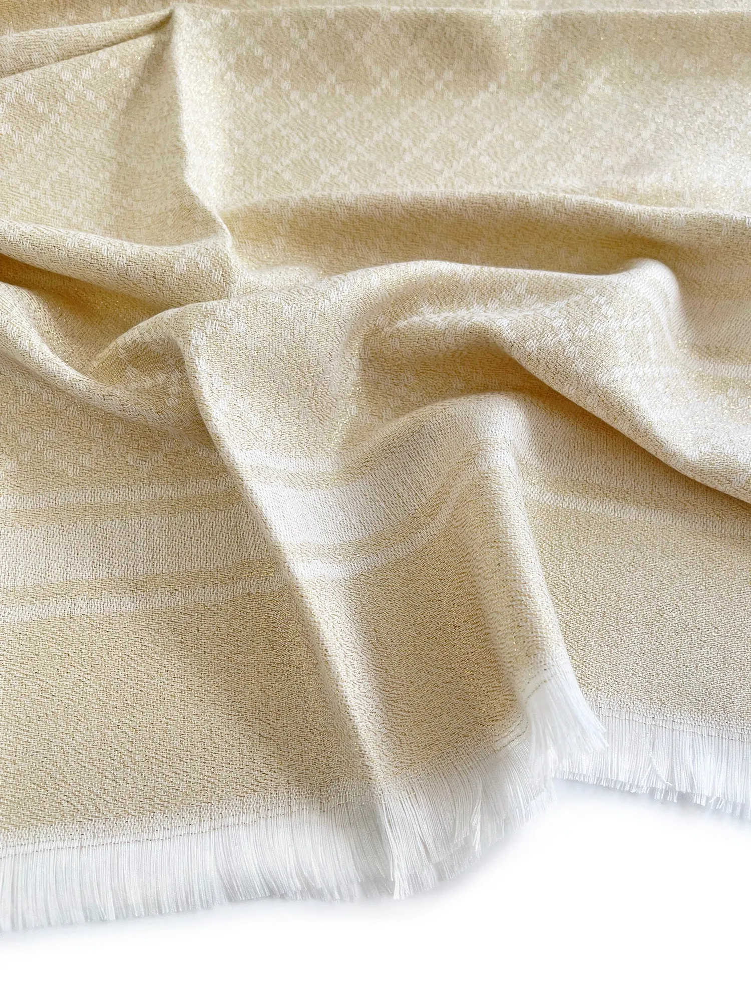 CREAM SPARKLY METALLIC EVENING SHAWL SCARF