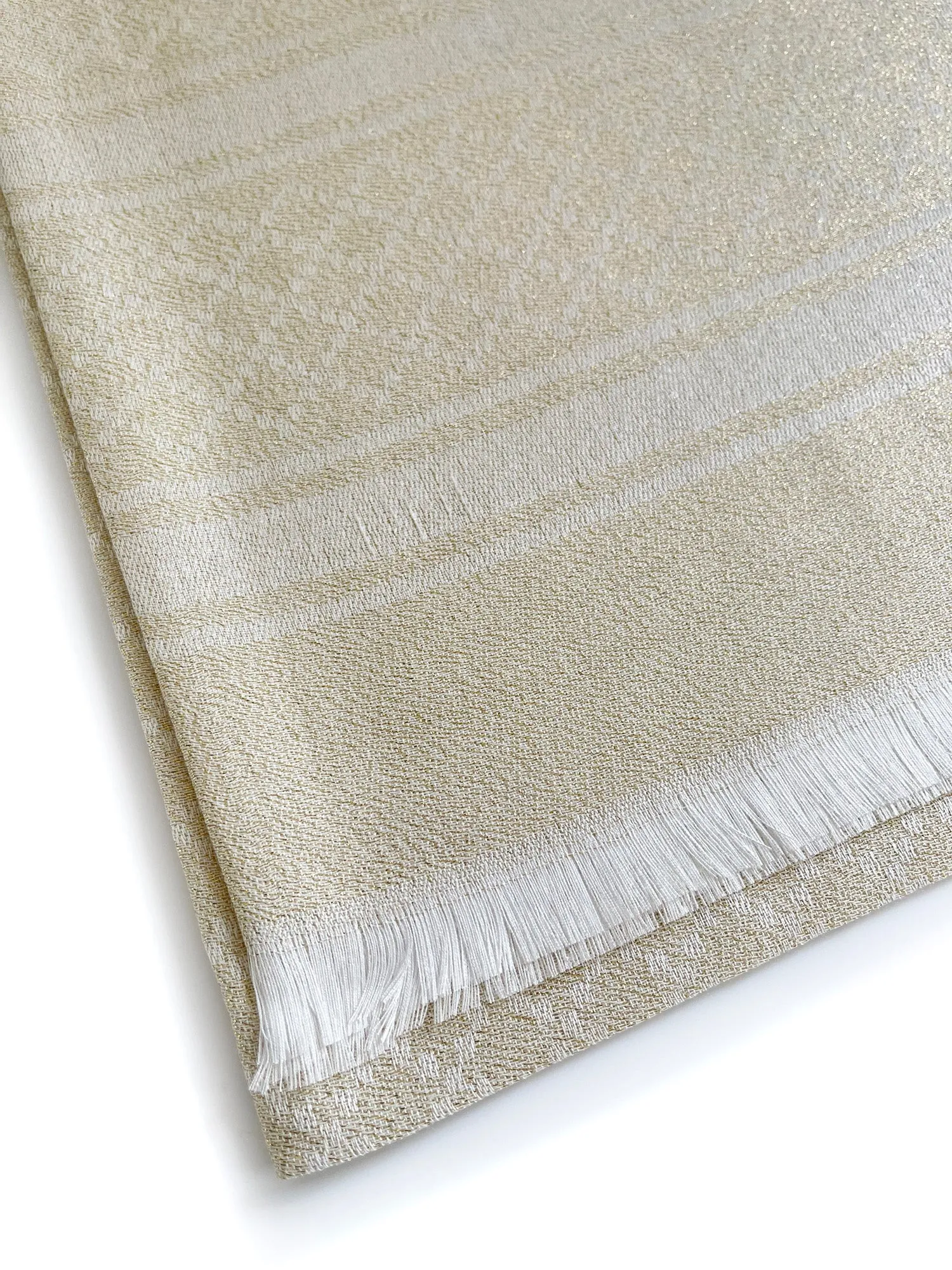 CREAM SPARKLY METALLIC EVENING SHAWL SCARF