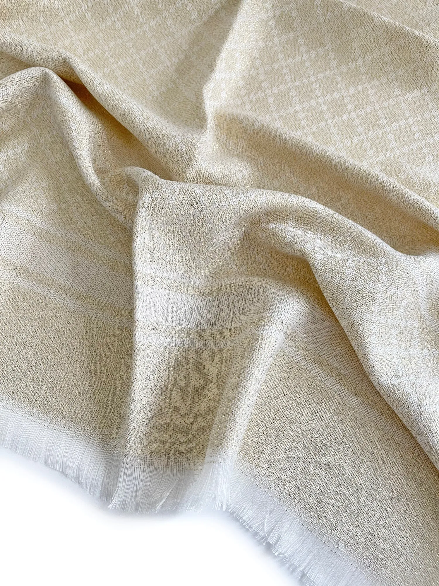 CREAM SPARKLY METALLIC EVENING SHAWL SCARF