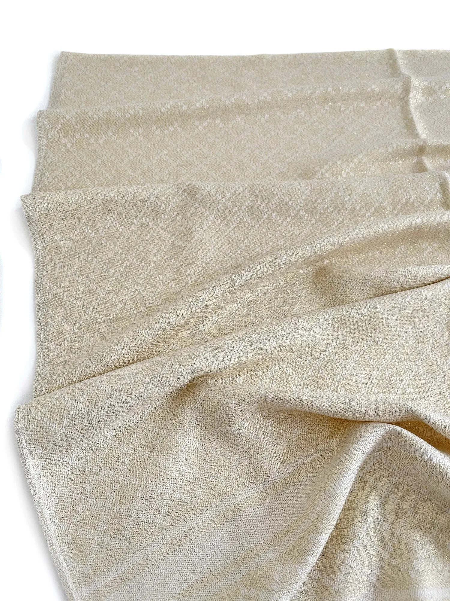 CREAM SPARKLY METALLIC EVENING SHAWL SCARF