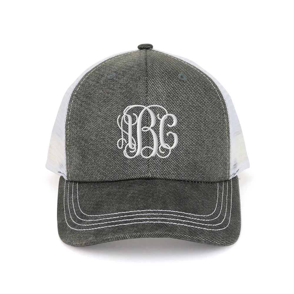 Customized Monogram Deluxe Waxed Cotton Trucker Cap