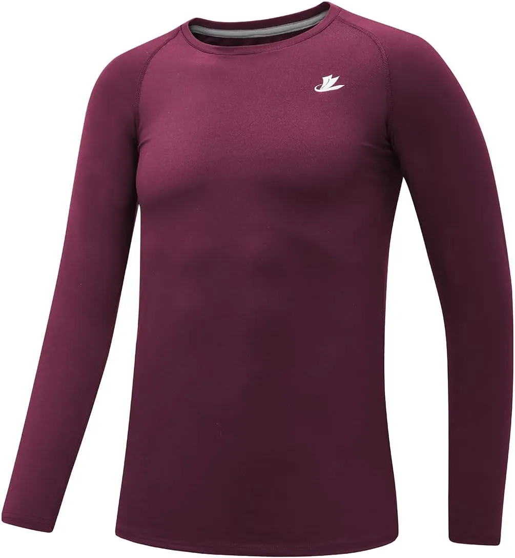 DEVOROPA Youth Boys Compression Thermal Shirt Long Sleeve Fleece Baselayer Soccer Baseball Undershirt