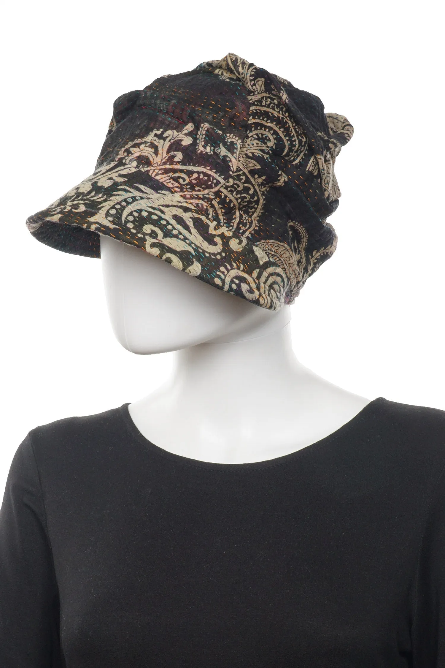 DOT & PAISLEY KANTHA HALF BRIM HAT - dp4881-nvy -