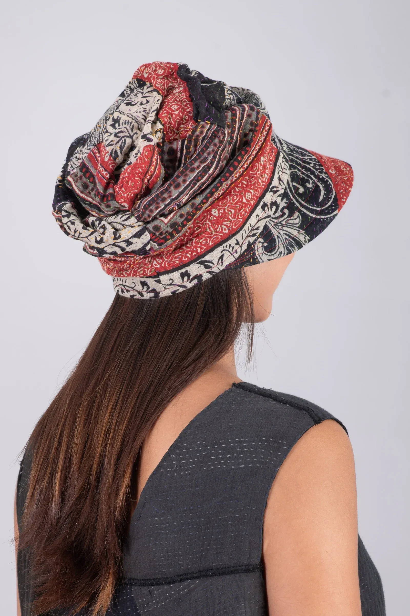 DOT & PAISLEY KANTHA HALF BRIM HAT - dp4881-nvy -