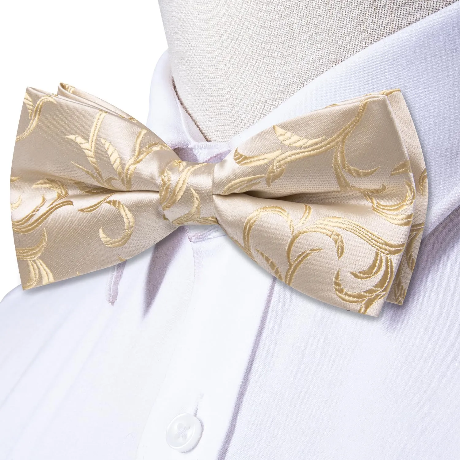 Dubulle Bowtie for Men Paisley Floral Mens Pretied Bowtie and Lapel Pin Set Pocket Square Cufflinks Wedding