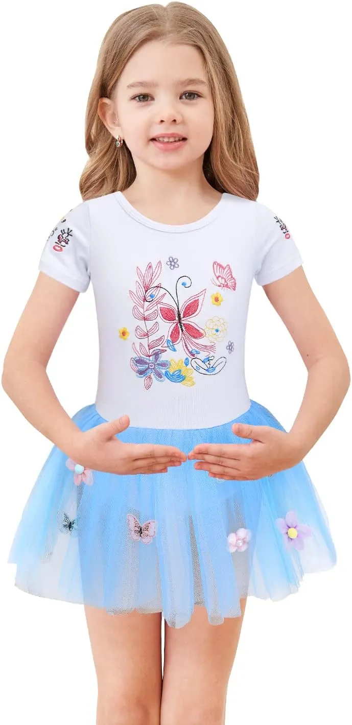 EQSJIU Unicorn Ballet Leotards with Tutu for Girls Toddlers Dance Cotton Tulle Skirts Dress