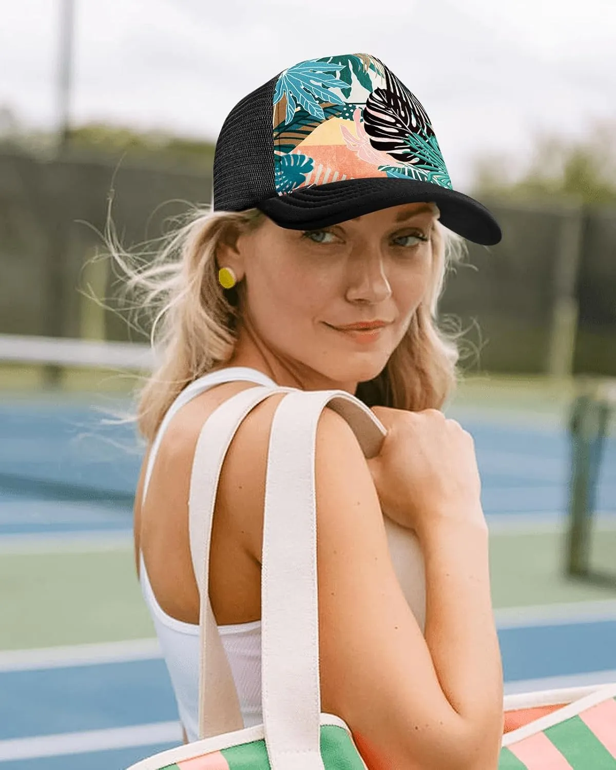 Flafens Women's Trucker Hat Cute Summer Baseball Caps for Women and Girls Golf Ball Hats with Adjustable Snapback
