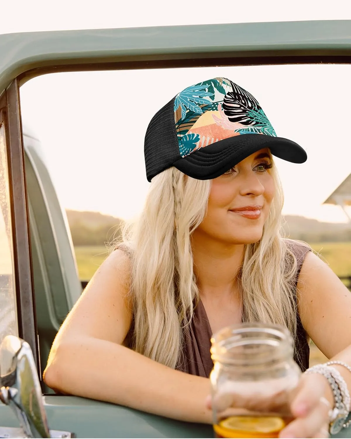 Flafens Women's Trucker Hat Cute Summer Baseball Caps for Women and Girls Golf Ball Hats with Adjustable Snapback