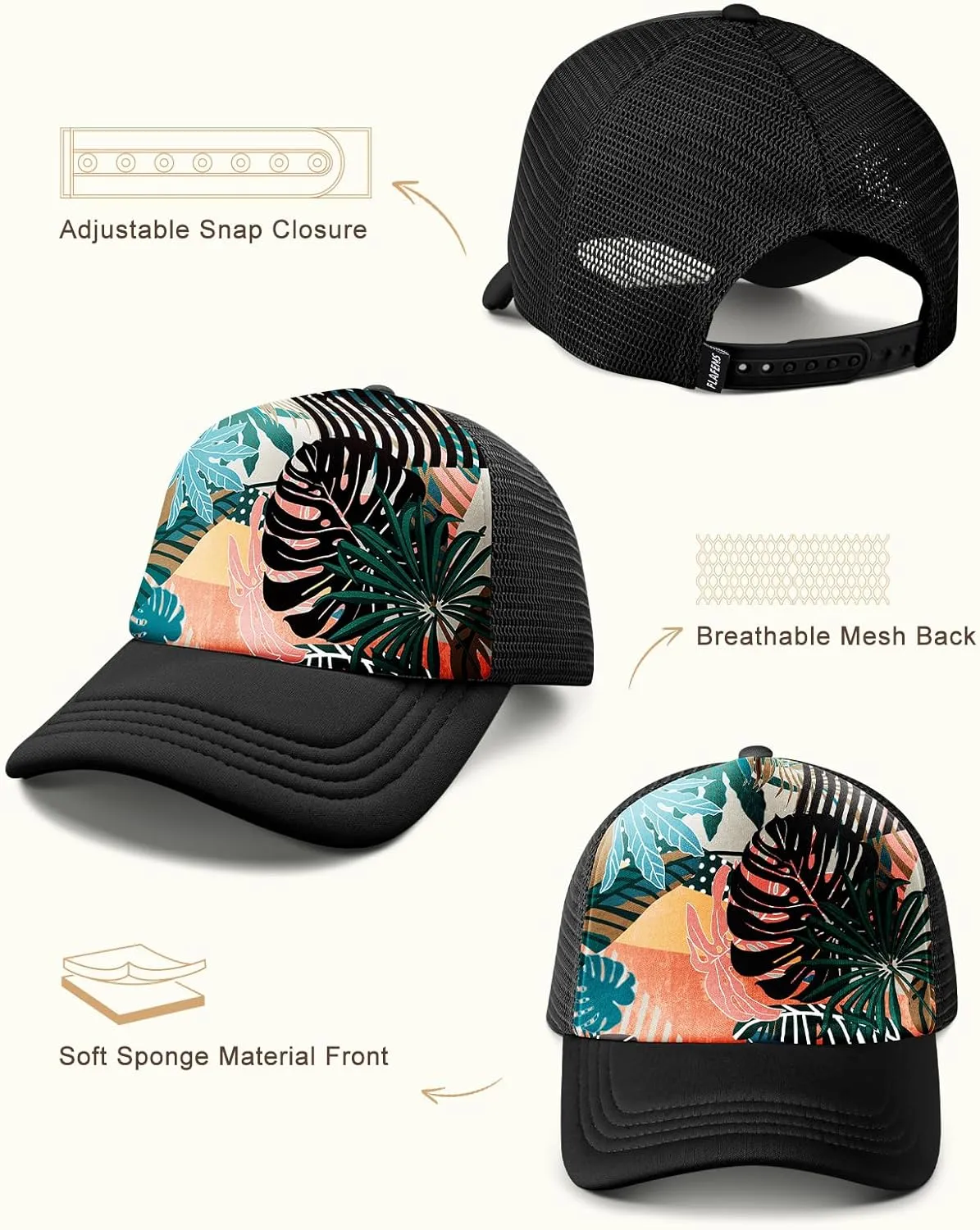 Flafens Women's Trucker Hat Cute Summer Baseball Caps for Women and Girls Golf Ball Hats with Adjustable Snapback