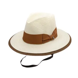 FOLLOW MY LEAD, Handwoven Fine Paper Ribbon Hat  - UPF 50 , BROWN