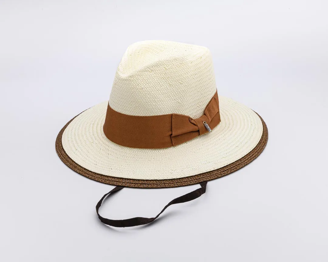FOLLOW MY LEAD, Handwoven Fine Paper Ribbon Hat  - UPF 50 , BROWN