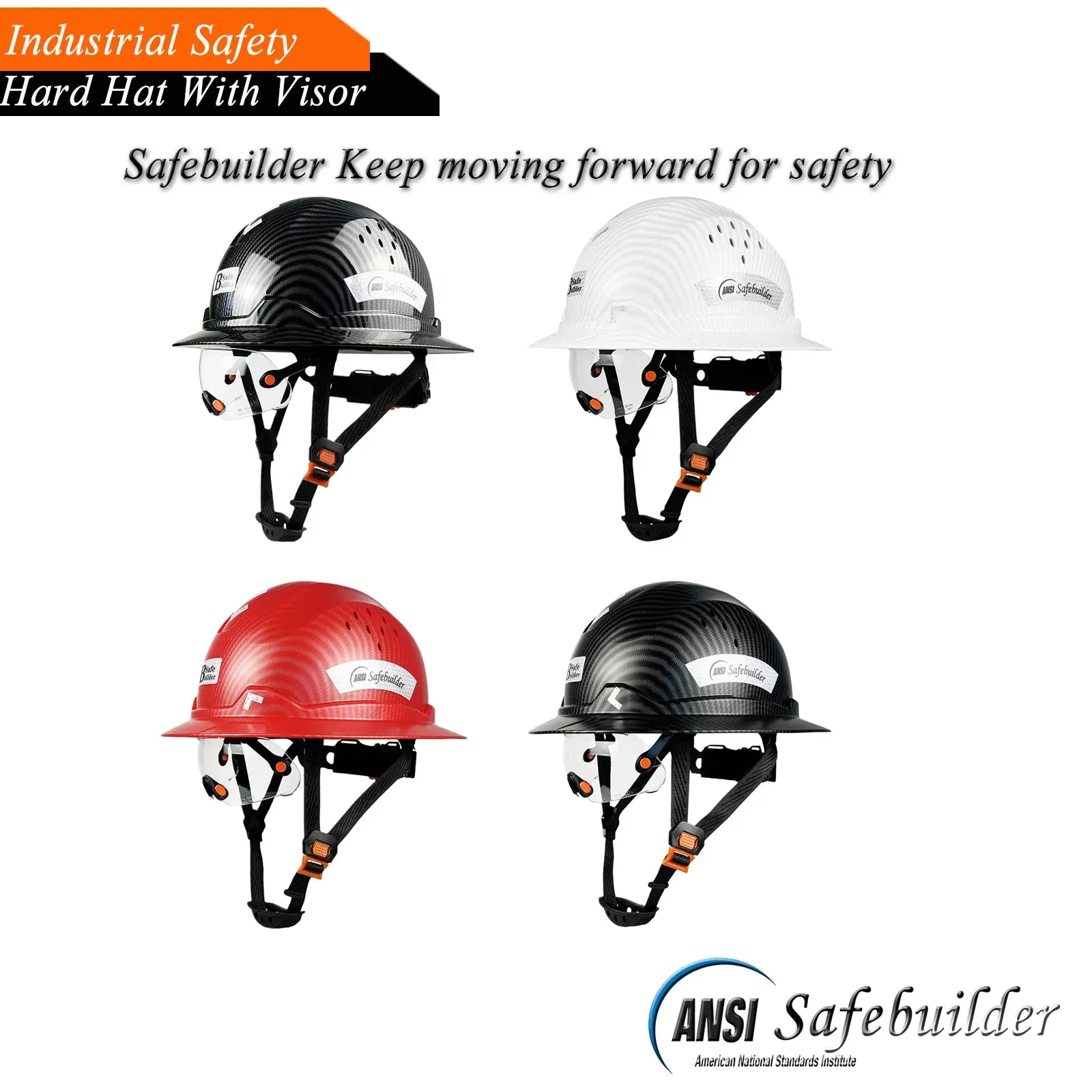 Full Brim Hard Hat With Visor For Engineer Construction