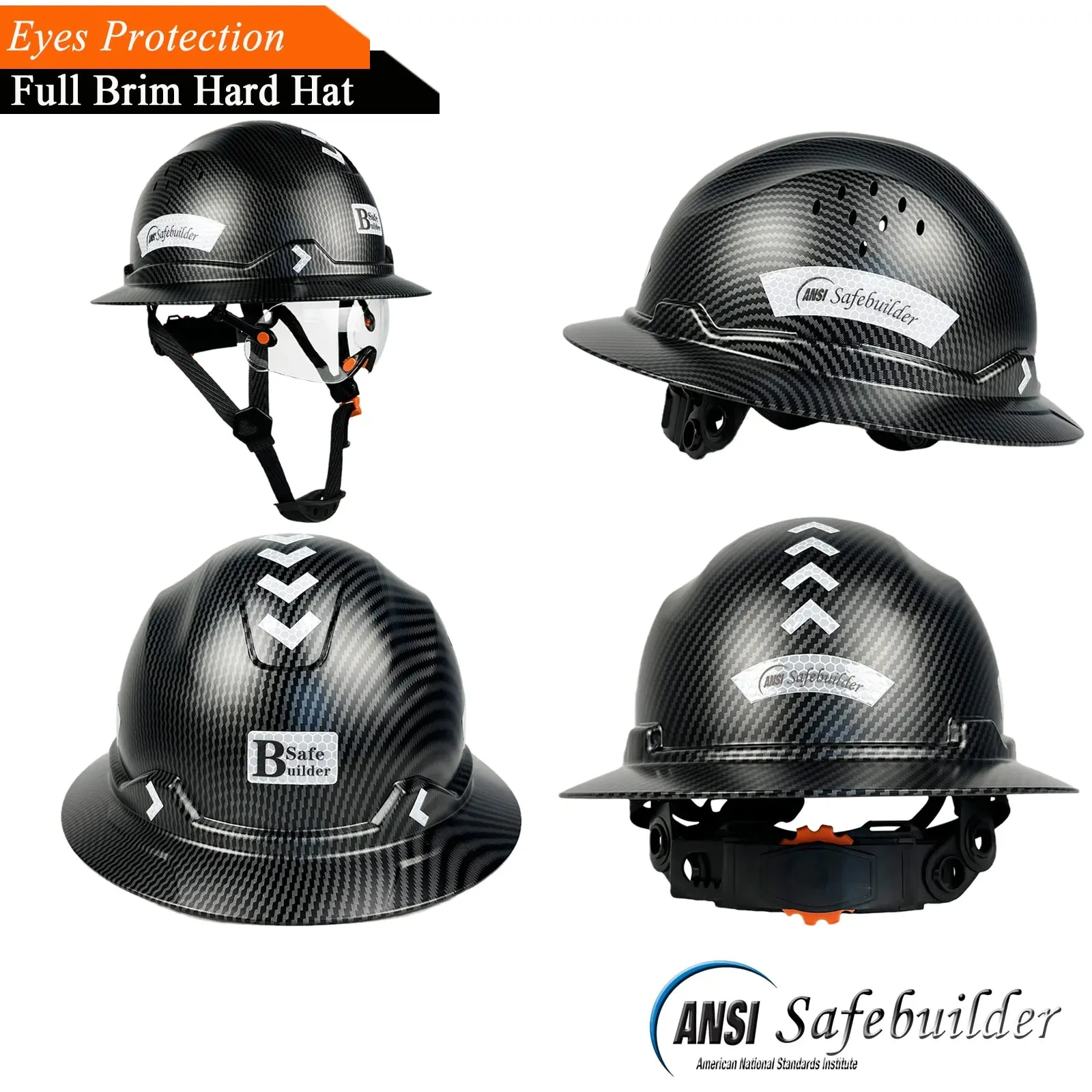 Full Brim Hard Hat With Visor For Engineer Construction