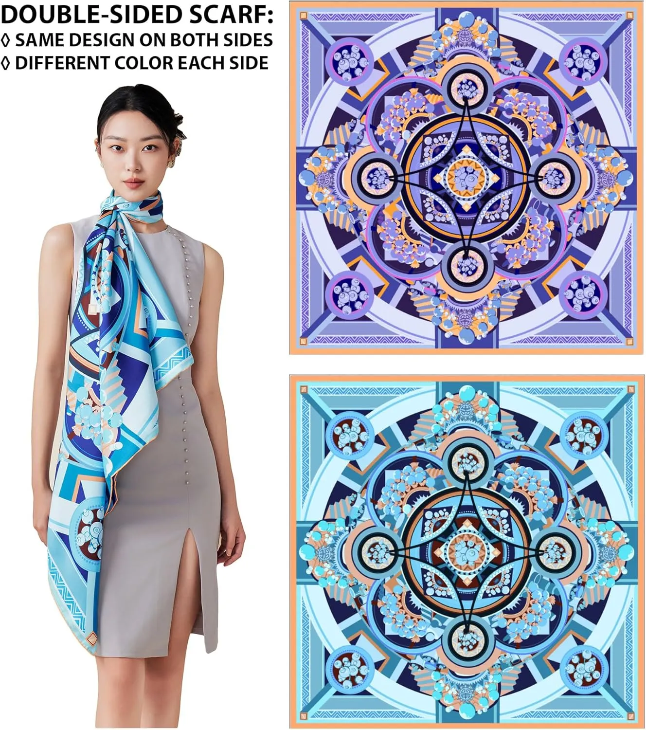 Grace Scarves 100% Silk Scarves, Extra-Large and XX-Large