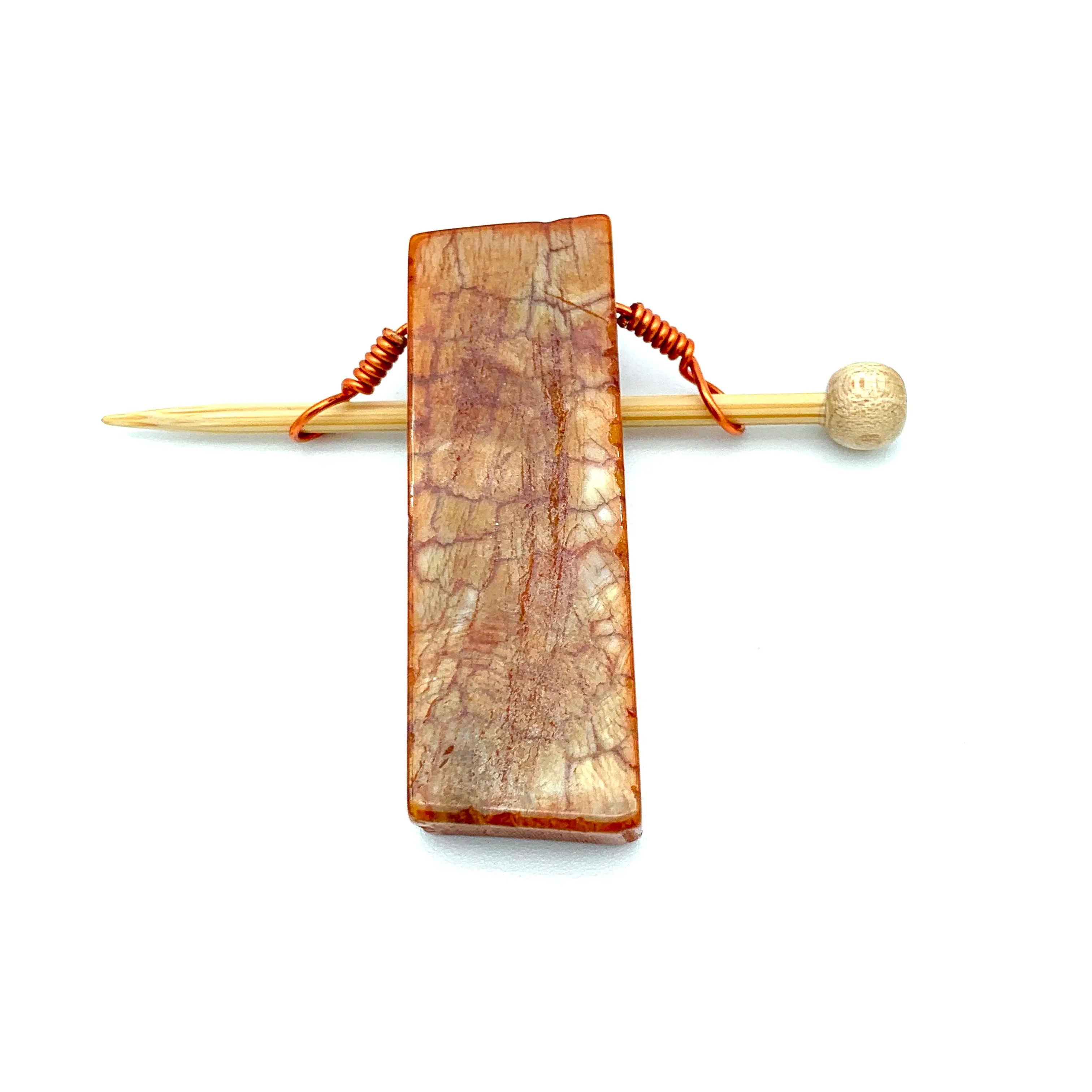 Handmade Natural Stone Shawl Pin ~ Agate Column C