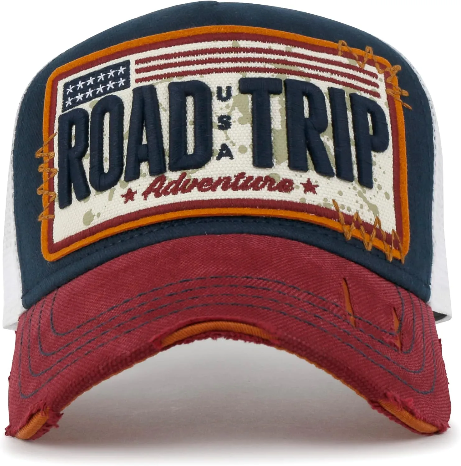 ililily Premium Road Trip Vintage Distressed Snapback Trucker Hat Baseball Cap