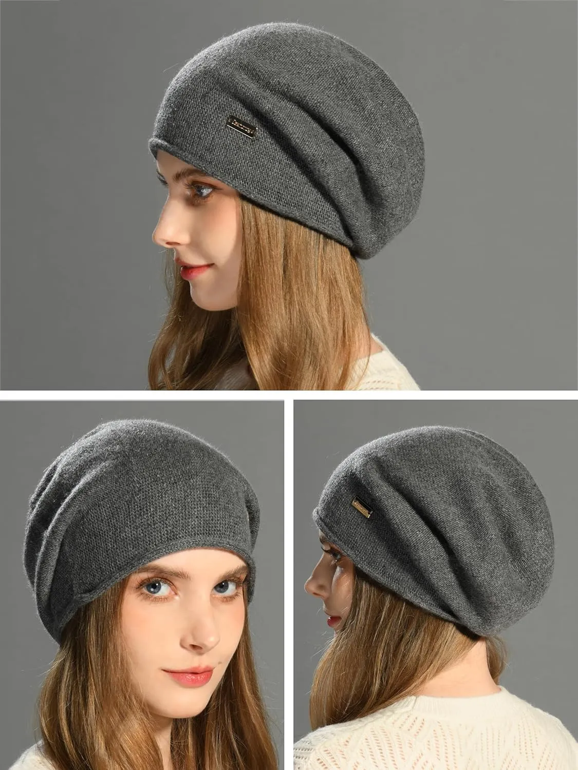 jaxmonoy Slouchy Knit Beanie Hat for Women Winter Soft Warm Ladies Laightweight Slouch Knitted Skull Beanies Cap
