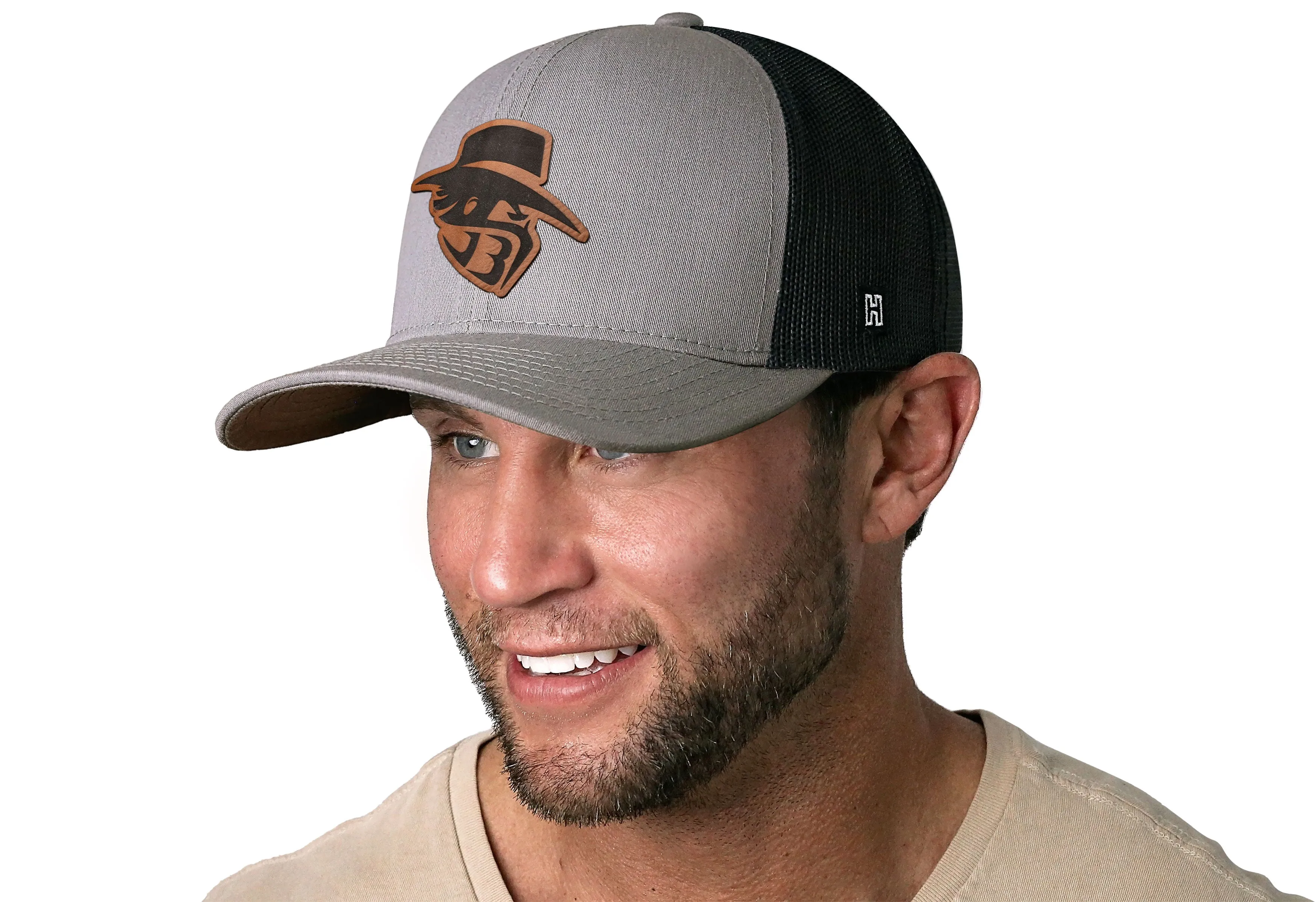 JBR Logo  |  Gray Black Poly Leather Snapback