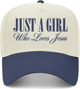 Just A Girl Who Loves Jesus Vintage Trucker Hat | Premium Snapback Baseball Hat for Women