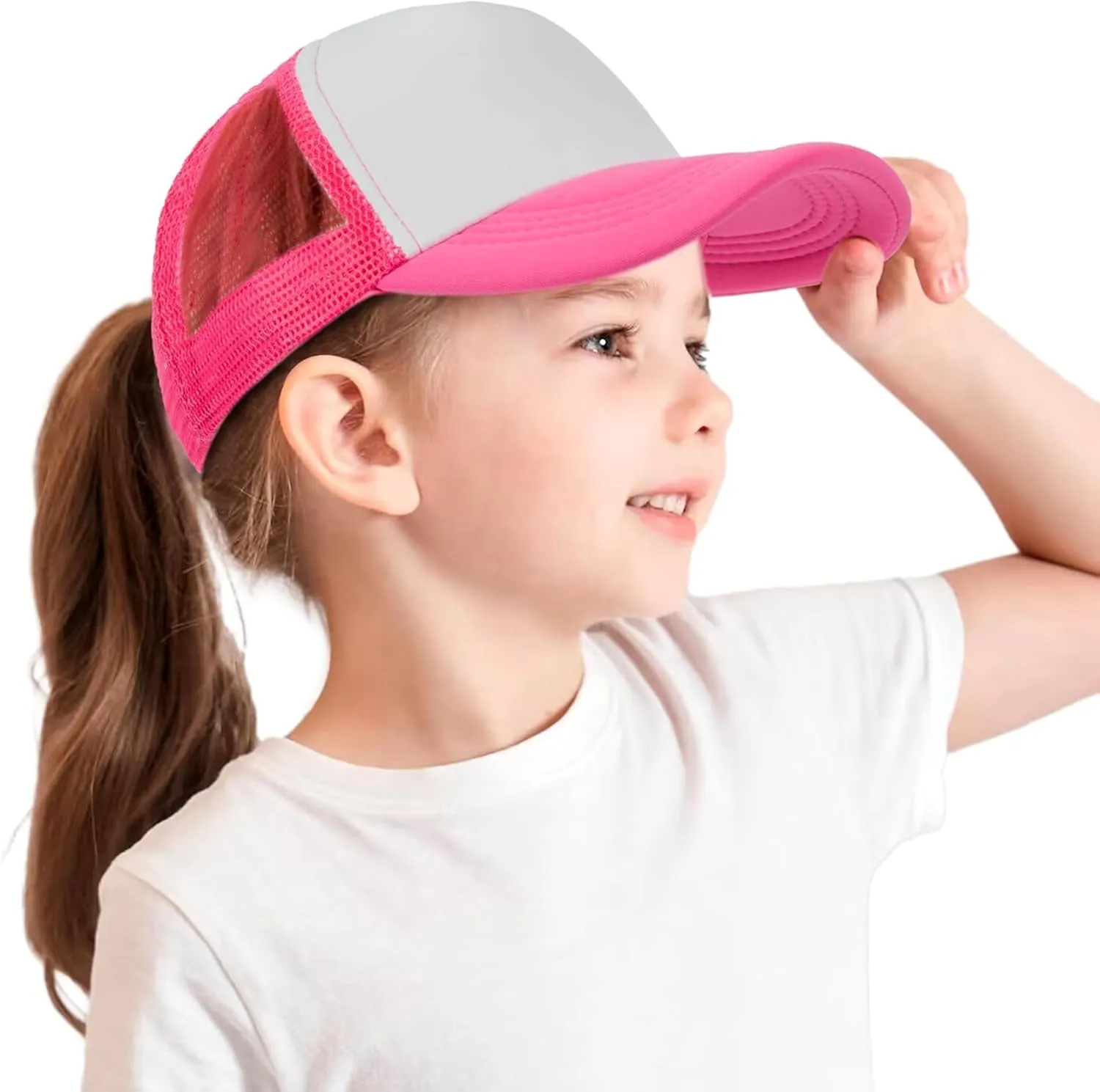 Kids Mesh Baseball-Cap Sun-Protection Adjustable Boys Girls Pink Trucker-Cap