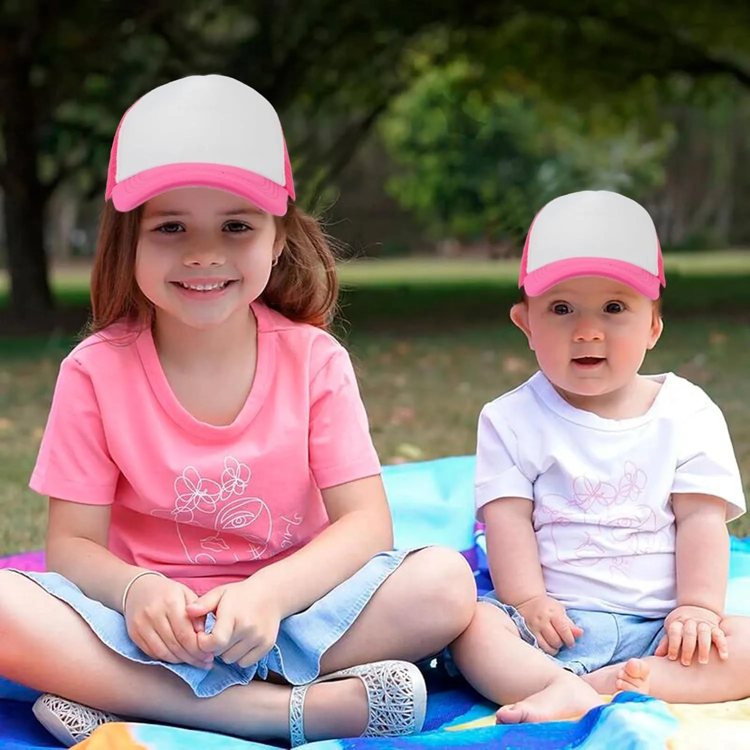 Kids Mesh Baseball-Cap Sun-Protection Adjustable Boys Girls Pink Trucker-Cap