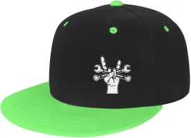 Mechanic Wrenches Hat Funny Snapback Flat Brim Bill Hip Hop Baseball Cap Women Men Gift