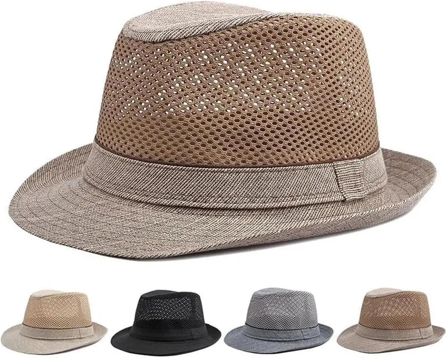 Men Panama Caps Polyester Splicing Mesh Small Fedoras