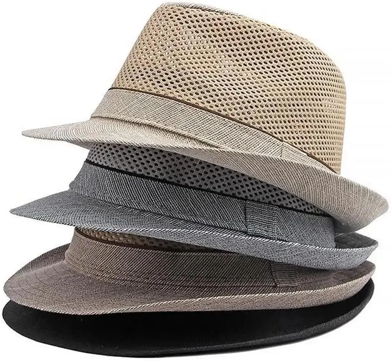 Men Panama Caps Polyester Splicing Mesh Small Fedoras