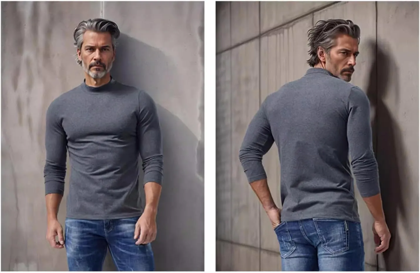 Mens Mock Turtleneck T-Shirts Long Sleeve Basic Undershirt Pullover Top
