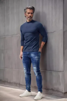 Mens Mock Turtleneck T-Shirts Long Sleeve Basic Undershirt Pullover Top