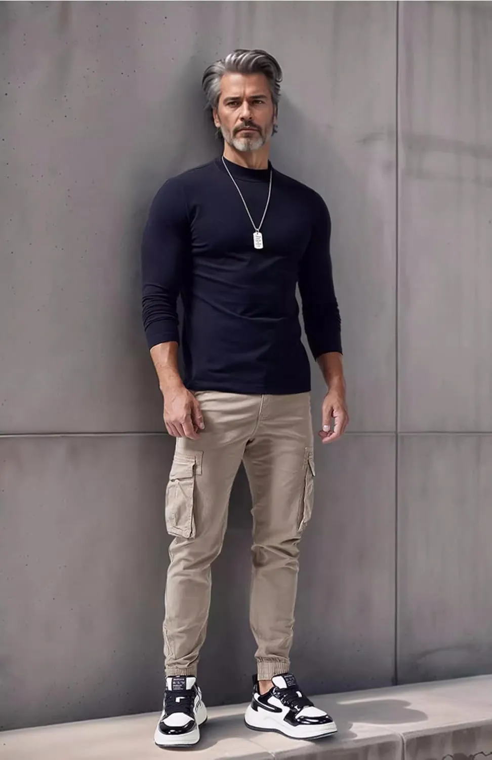 Mens Mock Turtleneck T-Shirts Long Sleeve Basic Undershirt Pullover Top