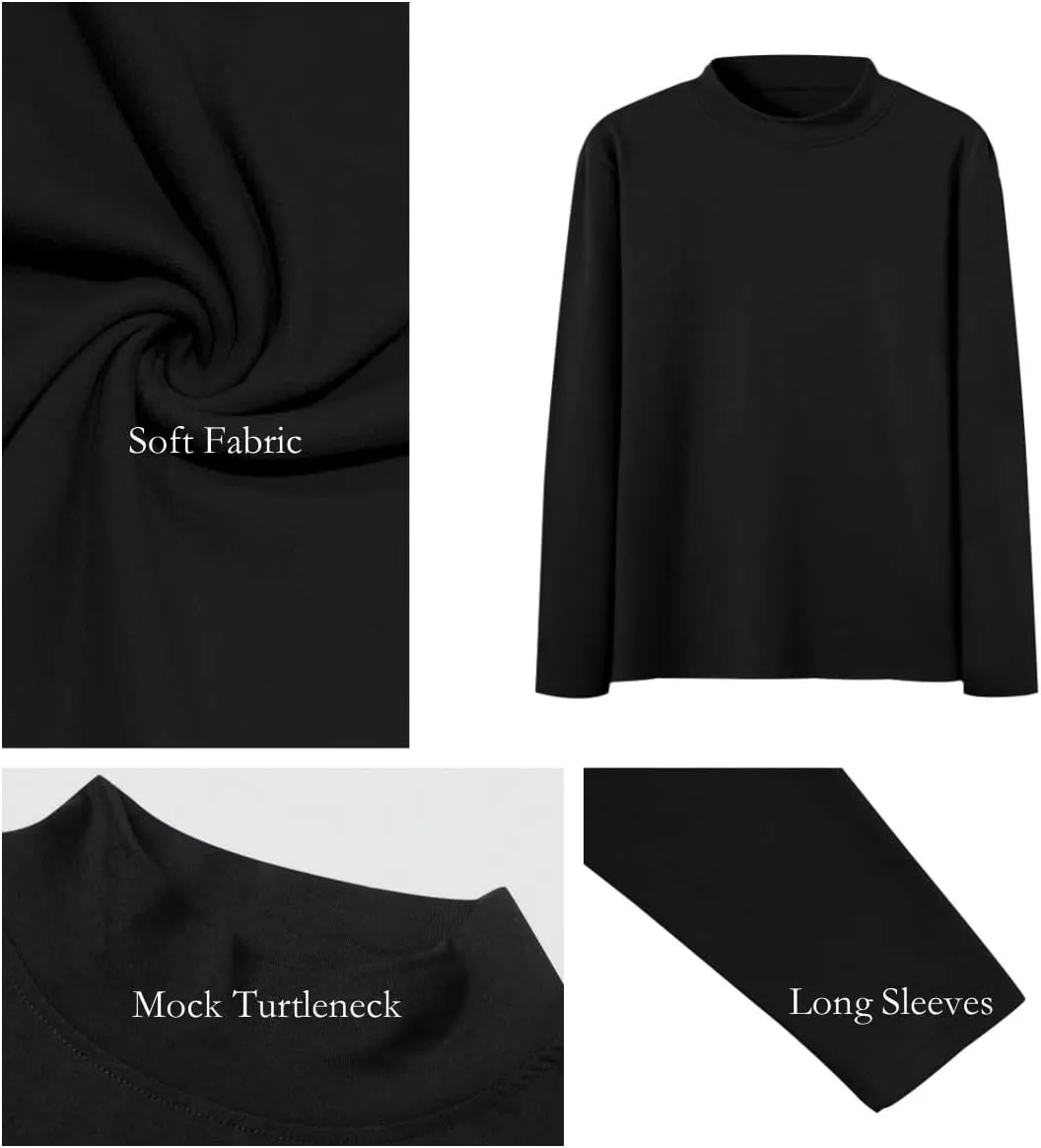 Mens Mock Turtleneck T-Shirts Long Sleeve Basic Undershirt Pullover Top