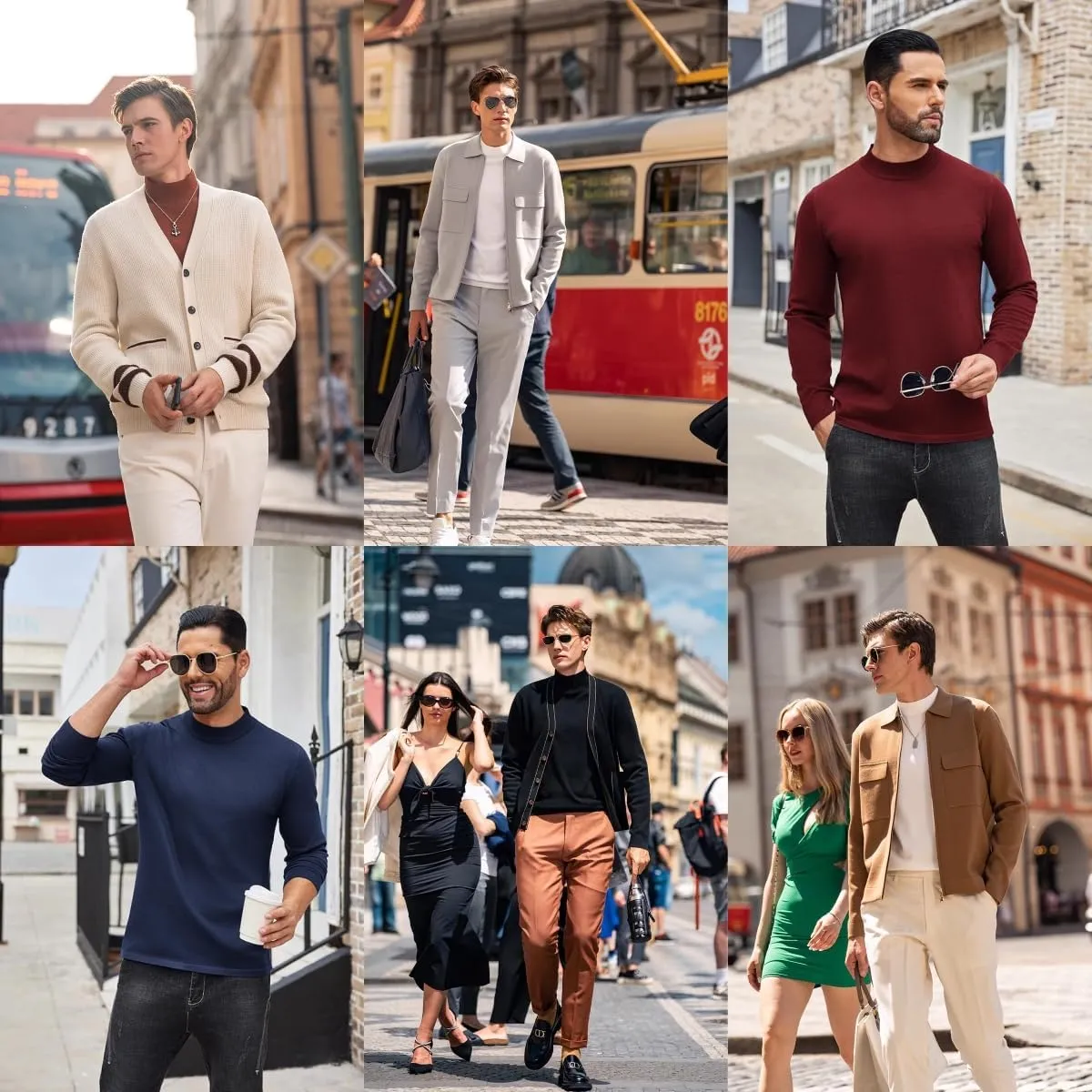 Mens Mock Turtleneck T-Shirts Long Sleeve Basic Undershirt Pullover Top
