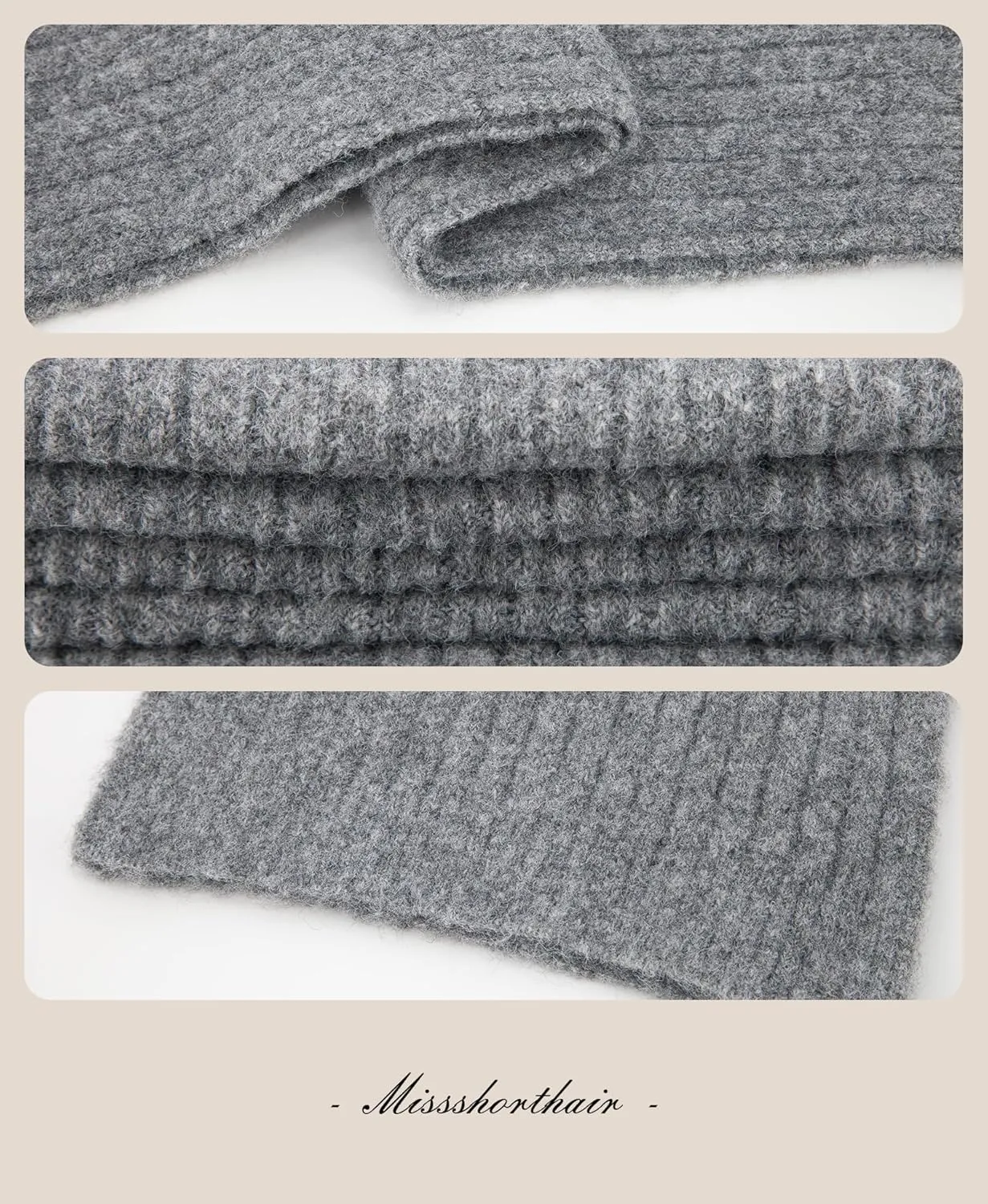 MissShorthair Cashmere Women and Mens Scarf for Winter Chunky Long Warm Thick Knit Wrap