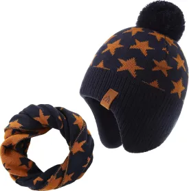 Moon Kitty Boys Winter Hats and Scarf Set Toddler Beanies Set for Boys Winter