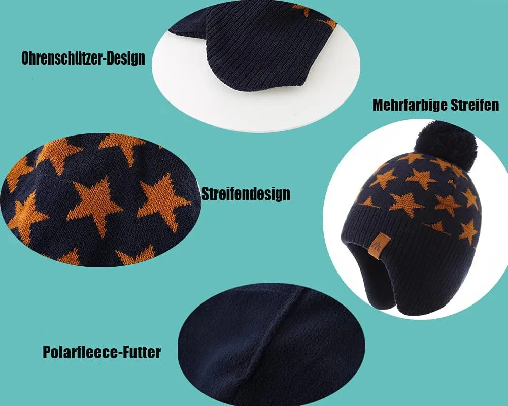 Moon Kitty Boys Winter Hats and Scarf Set Toddler Beanies Set for Boys Winter