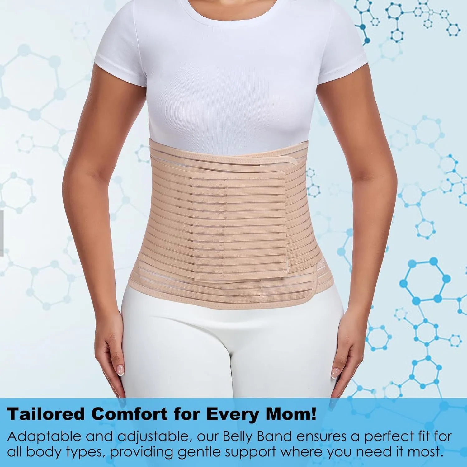 Postpartum & Post Surgery Abdominal Binder. Postpartum Belly Band Support Recovery after C-Section, Natural Birth, Hysterectomy, Hernia Belt (Beige,M)