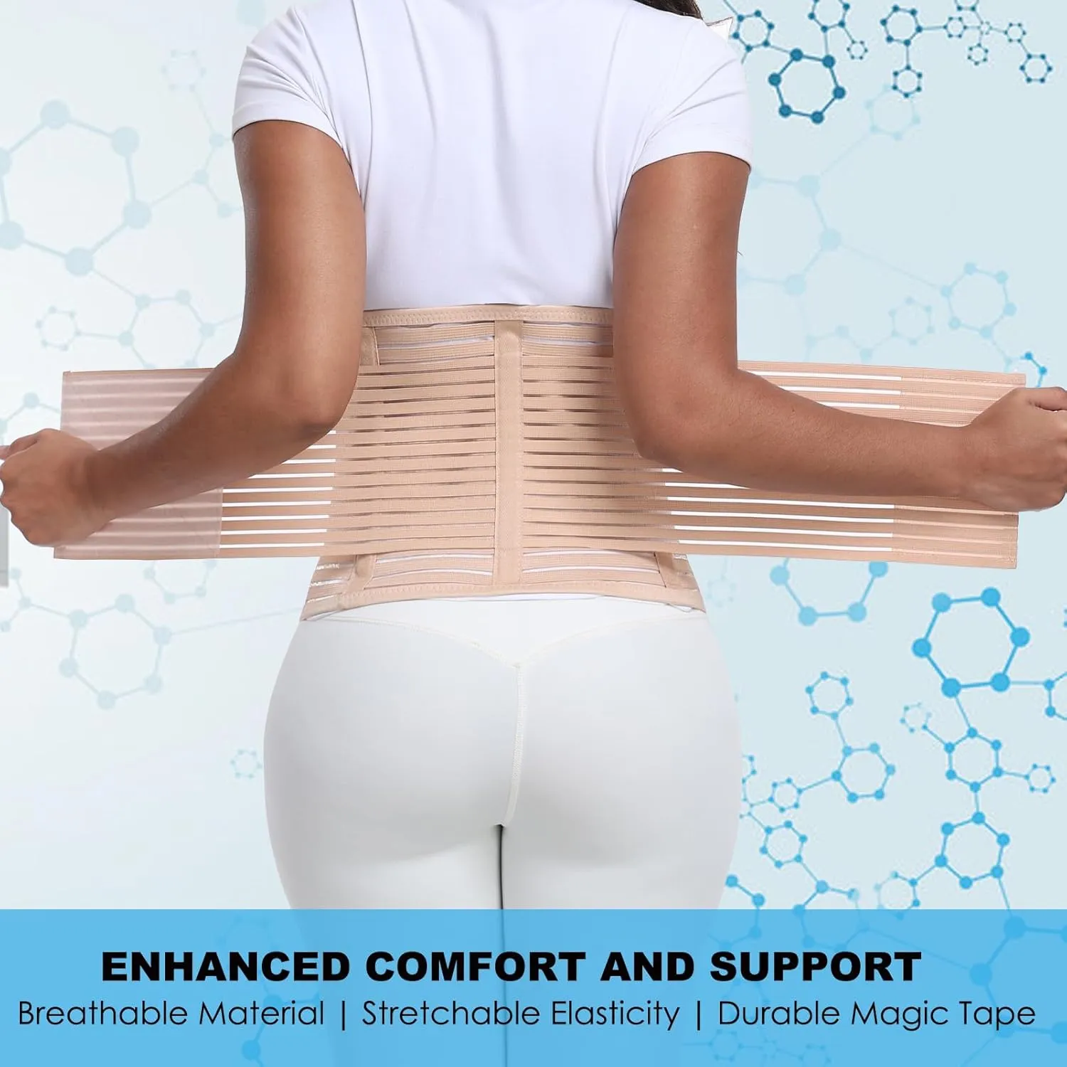 Postpartum & Post Surgery Abdominal Binder. Postpartum Belly Band Support Recovery after C-Section, Natural Birth, Hysterectomy, Hernia Belt (Beige,M)