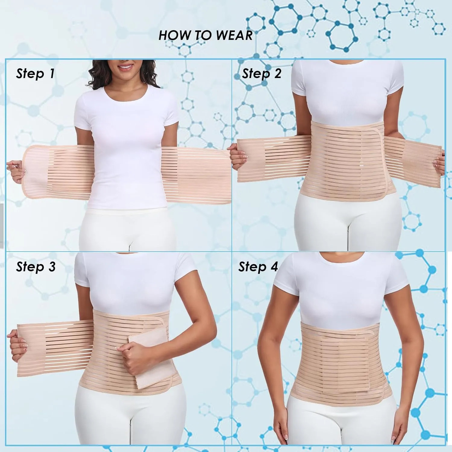 Postpartum & Post Surgery Abdominal Binder. Postpartum Belly Band Support Recovery after C-Section, Natural Birth, Hysterectomy, Hernia Belt (Beige,M)