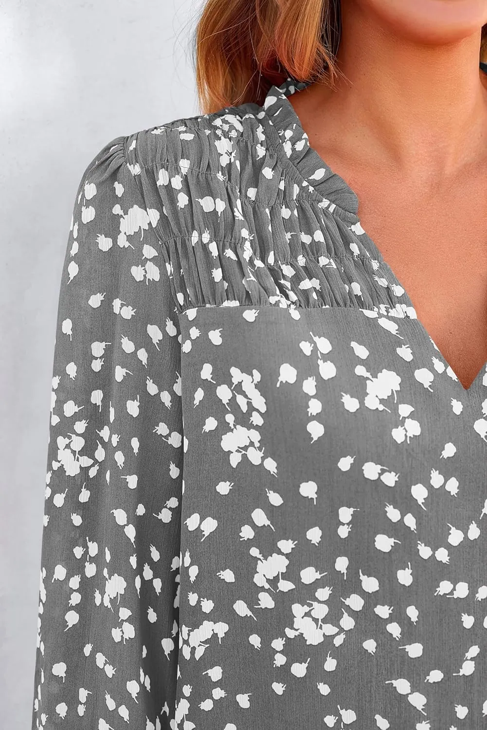 PRETTYGARDEN Womens Floral Spring Tops 2025 V Neck Long Sleeve Blouses Dressy Casual Boho Chiffon Business Work Shirts
