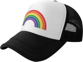 Pride Rainbow Trucker Hat for Men Women, Lesbian Gay Bisexual Transgender LGBT Baseball Cap Mesh Caps