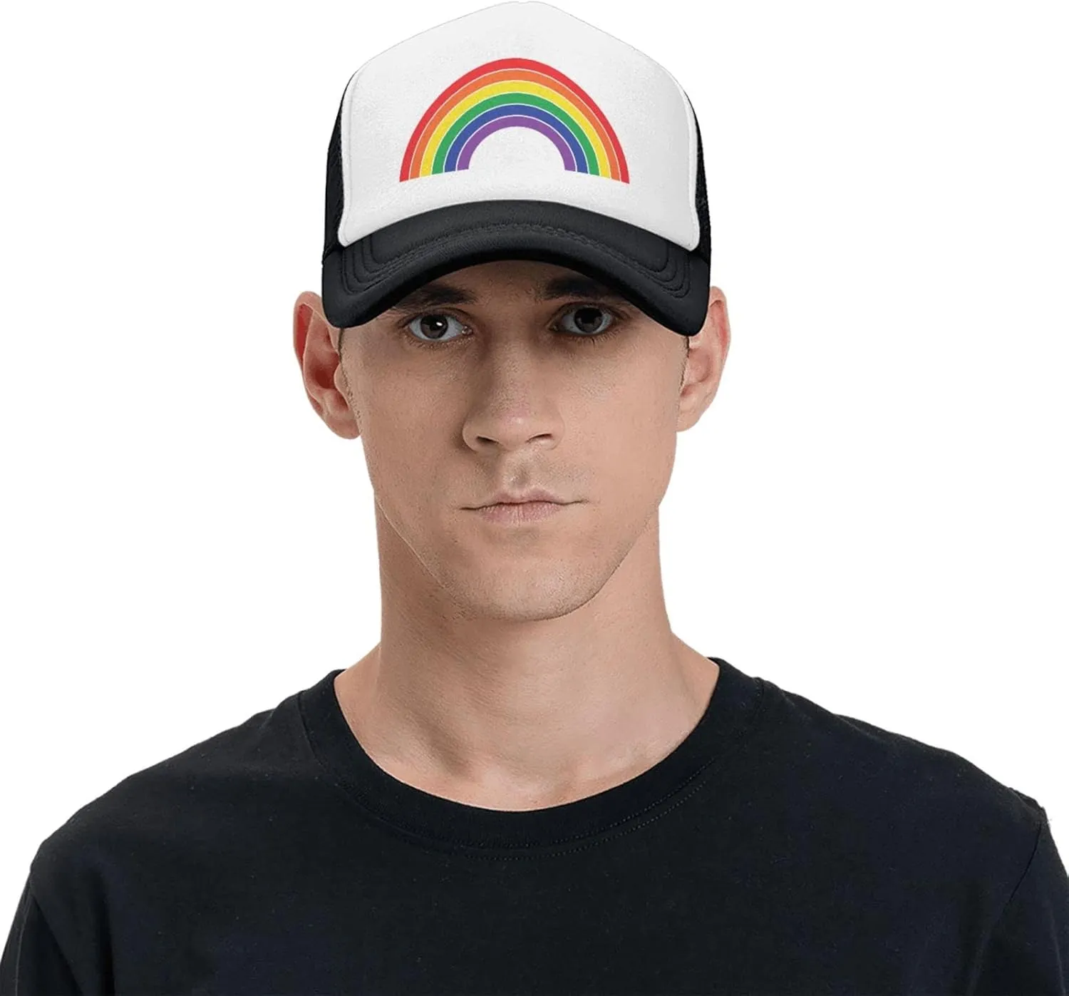 Pride Rainbow Trucker Hat for Men Women, Lesbian Gay Bisexual Transgender LGBT Baseball Cap Mesh Caps