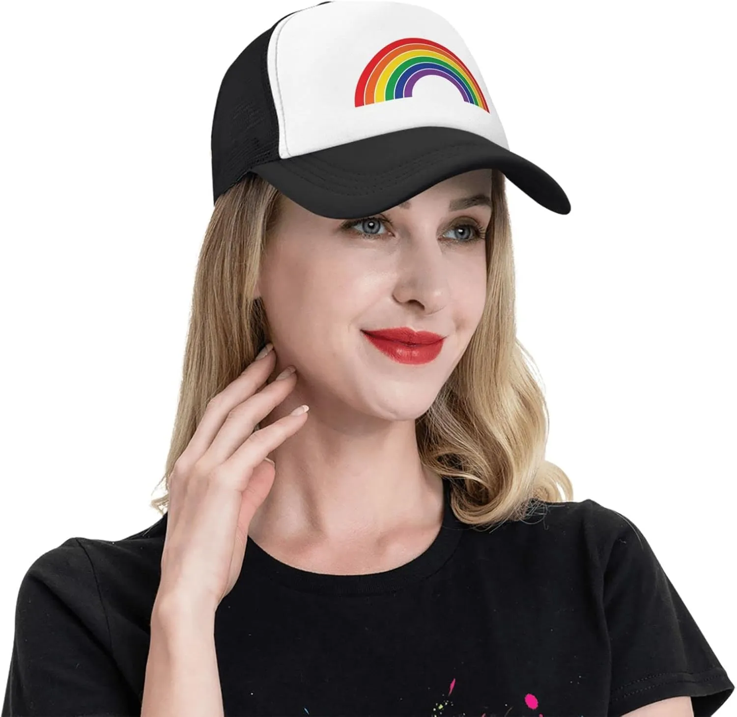 Pride Rainbow Trucker Hat for Men Women, Lesbian Gay Bisexual Transgender LGBT Baseball Cap Mesh Caps